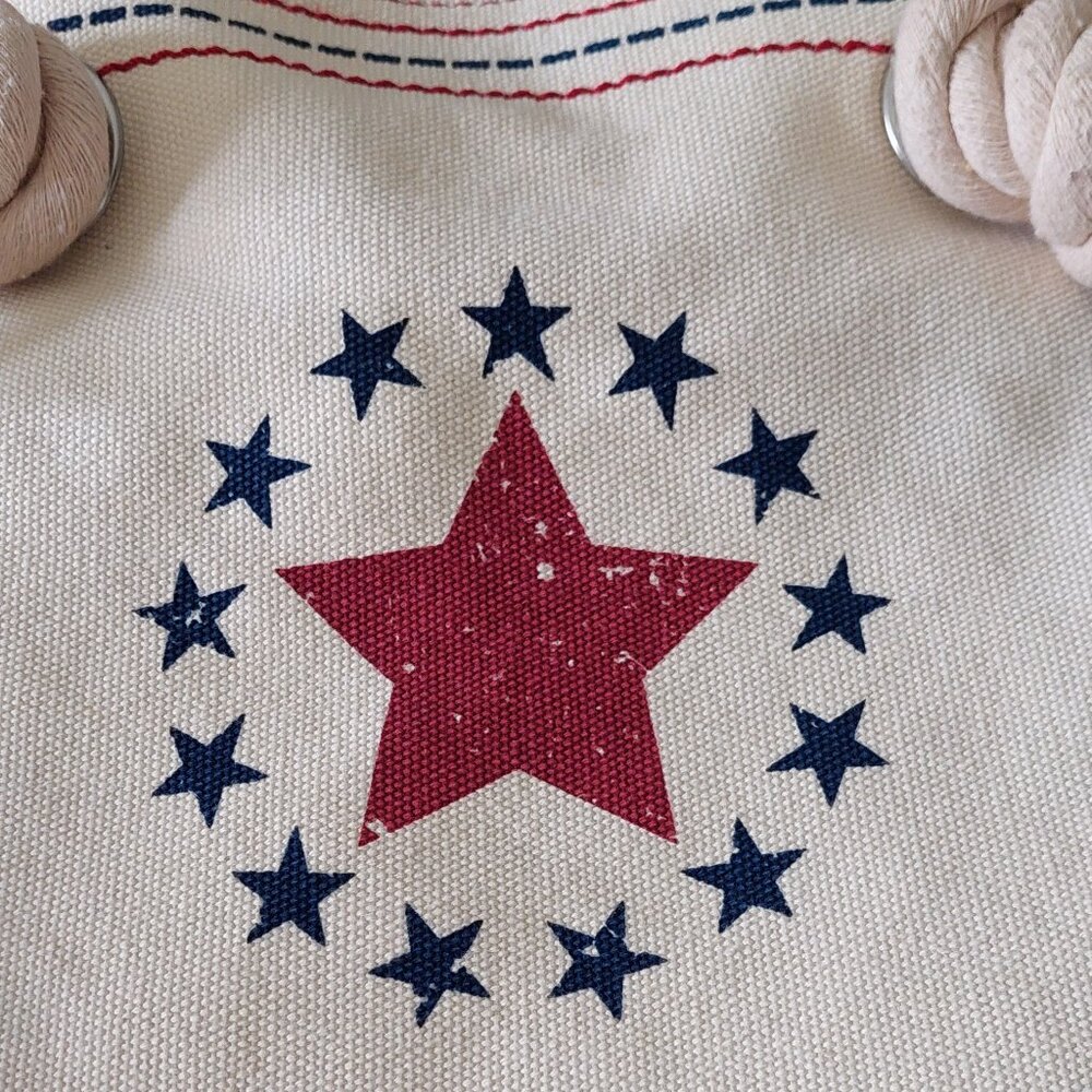 PURE Red & Blue Stars Canvas Tote Bag with Rope Handles - Picture 4 of 16